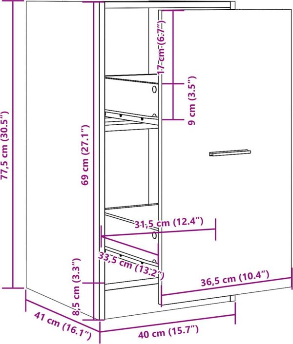 vidaXL Φαρμακείο χρώμα δρυς artisian 40x41x77,5 εκ.