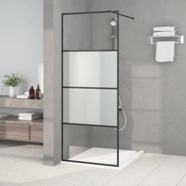 vidaXL Stianka prysznicowa czarna 80x195 cm polmrozone szklo ESG