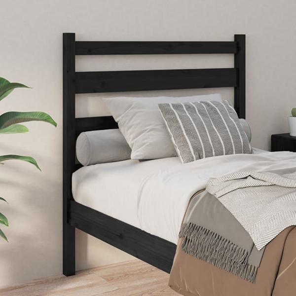 vidaXL Κεφαλάρι κρεβατιού, μαύρο, 106x4x100 εκ., μασίφ πεύκο