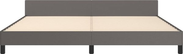 vidaXL Κρεβατοκάμαρα με προσκέφαλο, γκρι, 200x200 cm, συνθετικό δέρμα