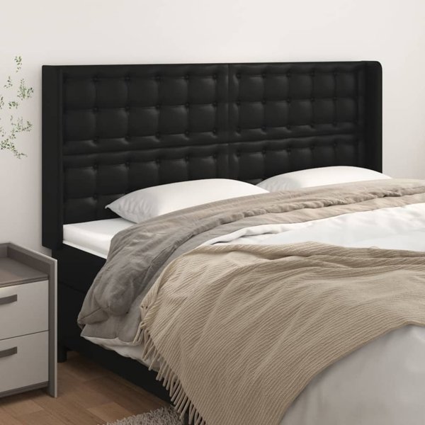 vidaXL Κεφαλάρι uszak Zaglowek, μαύρο, 203x16x118/128 cm, τεχνόδερμα