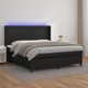 vidaXL Κρεβάτι κοντινεντάλ με στρώμα και LED, μαύρο οικοδέρμα 180x200 cm