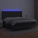 vidaXL Κρεβάτι κοντινεντάλ με στρώμα και LED, μαύρο οικοδέρμα 180x200 cm