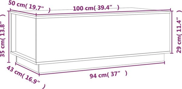 vidaXL vidaXL Stolik kawowy, 100x50x35 cm, lite drewno sosnowe