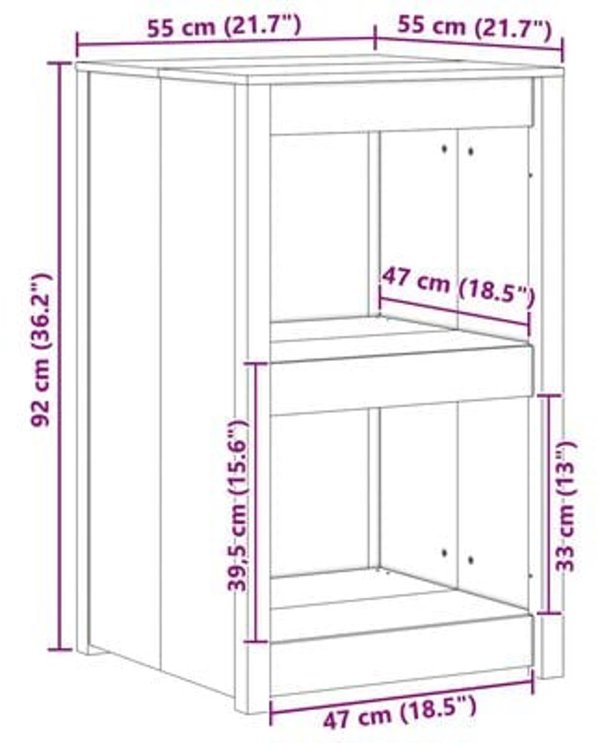 vidaXL Εξωτερικο Ντουλαπι Κουζινας 55x55x92 cm απο Μασιφ Πευκο