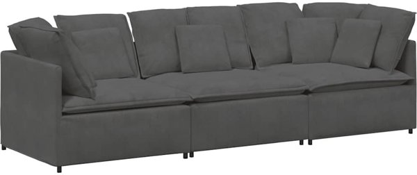 vidaXL Καναπές modular με μαξιλάρια από βελούδο σε σκούρο γκρι