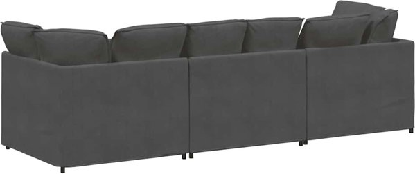 vidaXL Καναπές modular με μαξιλάρια από βελούδο σε σκούρο γκρι