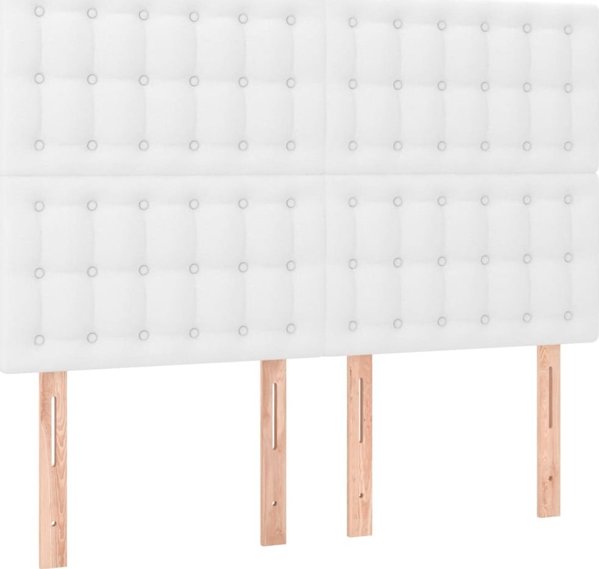 vidaXL Κεφαλάρι κρεβατιού λευκό, 144x5x118/128 εκ., τεχνητό δέρμα