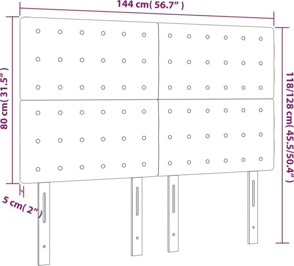 vidaXL Κεφαλάρι κρεβατιού λευκό, 144x5x118/128 εκ., τεχνητό δέρμα