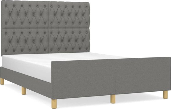 vidaXL Rama lobka z zaglowkiem ciemnoszara 140x200 cm obita tkanina