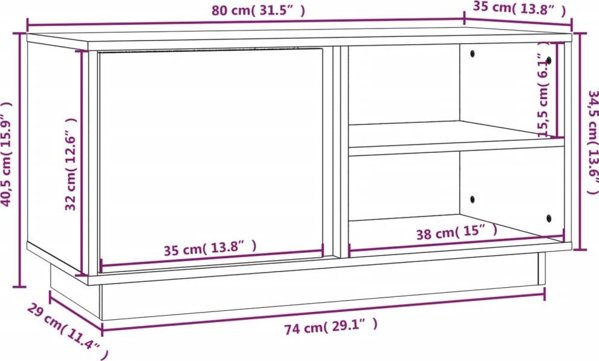vidaXL Έπιπλο τηλεόρασης, μέλι καφέ, 80x35x40,5 cm, μασίφ πεύκο