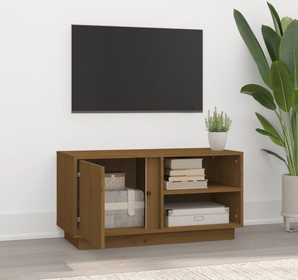 vidaXL Έπιπλο τηλεόρασης, μέλι καφέ, 80x35x40,5 cm, μασίφ πεύκο