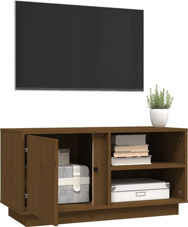 vidaXL Έπιπλο τηλεόρασης, μέλι καφέ, 80x35x40,5 cm, μασίφ πεύκο