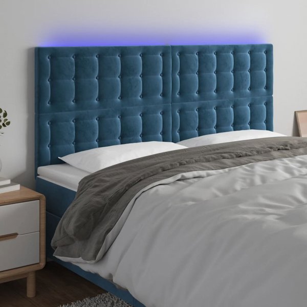 vidaXL Τελάρο κεφαλαριού με LED, σκούρο μπλε, 180x5x118/128 εκ.