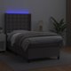 vidaXL Κρεβάτι κοντινεντάλ με στρώμα και LED, γκρι δερματίνη 100x200 εκ