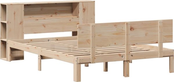 vidaXL Κρεβάτι με ραφιέρα, χωρίς στρώμα, 160x200 εκ, μασίφ πεύκο