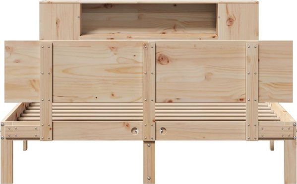 vidaXL Κρεβάτι με ραφιέρα, χωρίς στρώμα, 160x200 εκ, μασίφ πεύκο