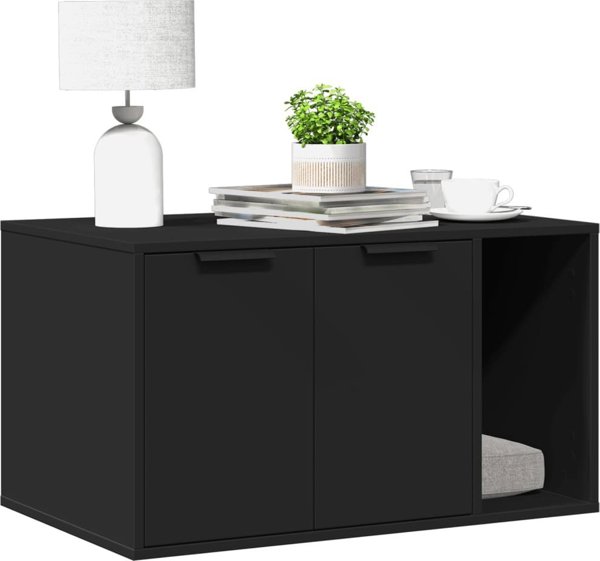 vidaXL Ντουλάπι για λεκάνη γάτας, μαύρο, 80x50x45 εκ., ξυλοπαγές υλικό