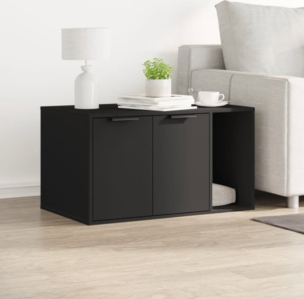 vidaXL Ντουλάπι για λεκάνη γάτας, μαύρο, 80x50x45 εκ., ξυλοπαγές υλικό