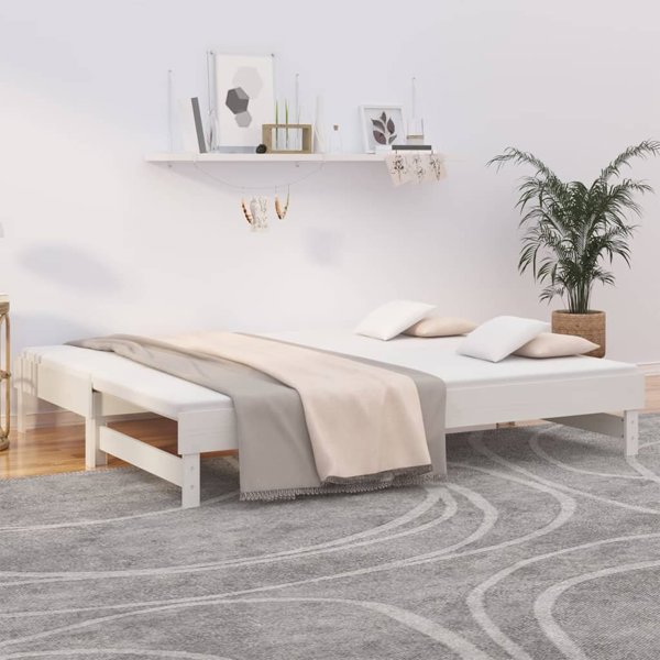 vidaXL Λευκό Έπιπλο Κρεβατιού Ορθοπεδικό, 2x(90x200) εκ., φυσικό ξύλο πεύκου