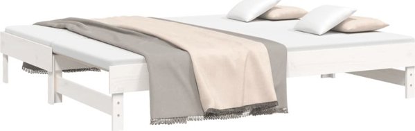 vidaXL Λευκό Έπιπλο Κρεβατιού Ορθοπεδικό, 2x(90x200) εκ., φυσικό ξύλο πεύκου