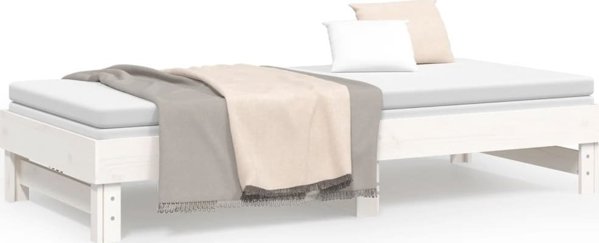 vidaXL Λευκό Έπιπλο Κρεβατιού Ορθοπεδικό, 2x(90x200) εκ., φυσικό ξύλο πεύκου