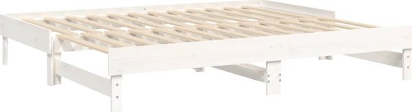 vidaXL Λευκό Έπιπλο Κρεβατιού Ορθοπεδικό, 2x(90x200) εκ., φυσικό ξύλο πεύκου