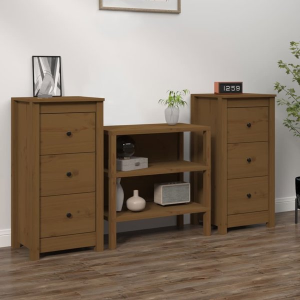 vidaXL Σετ Συρταριέρες 2 τεμ, μέλι καφέ, 40x35x80 cm, από μασίφ πεύκο