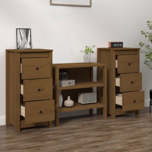 vidaXL Σετ Συρταριέρες 2 τεμ, μέλι καφέ, 40x35x80 cm, από μασίφ πεύκο