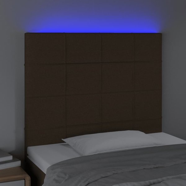 vidaXL Προσκέφαλο κρεβατιού με LED, σκούρο καφέ, 80x5x118/128 cm, ύφασμα