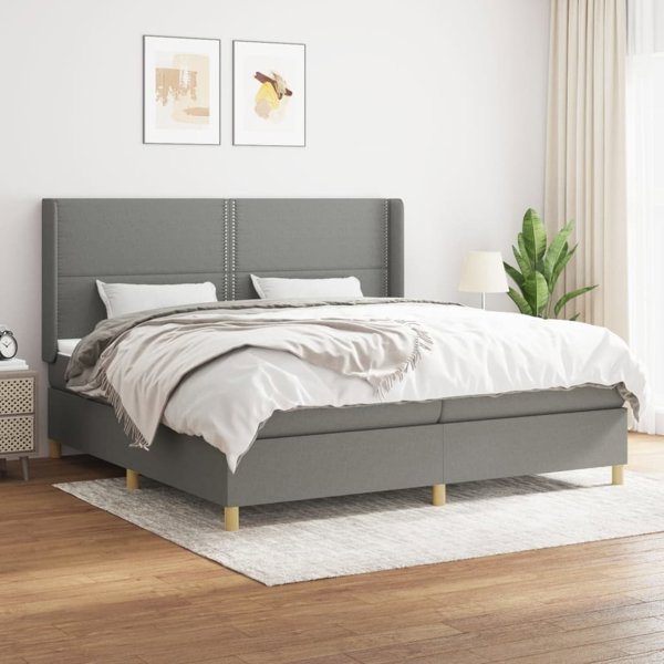 vidaXL Λιτώ 200x200 cm με στρώμα, σκούρο γκρι ύφασμα