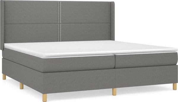 vidaXL Λιτώ 200x200 cm με στρώμα, σκούρο γκρι ύφασμα