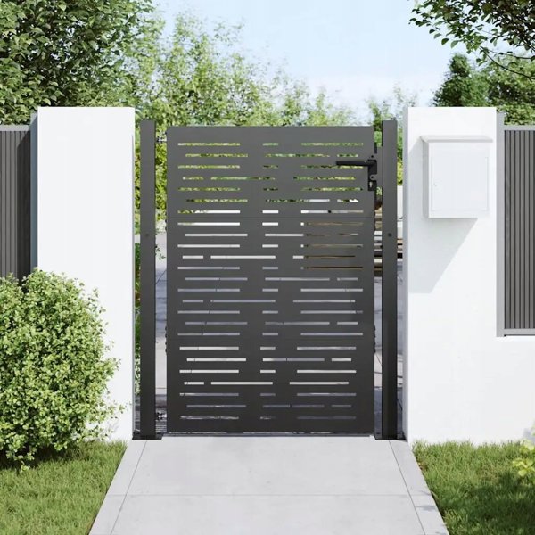 vidaXL Πύλη Κήπου Μαύρη από Ατσάλι 110 x 130 εκ.