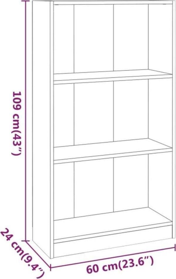 vidaXL Βιβλιοθήκη από δρύς, καπνιστό δρύς, 60x24x109 εκ.