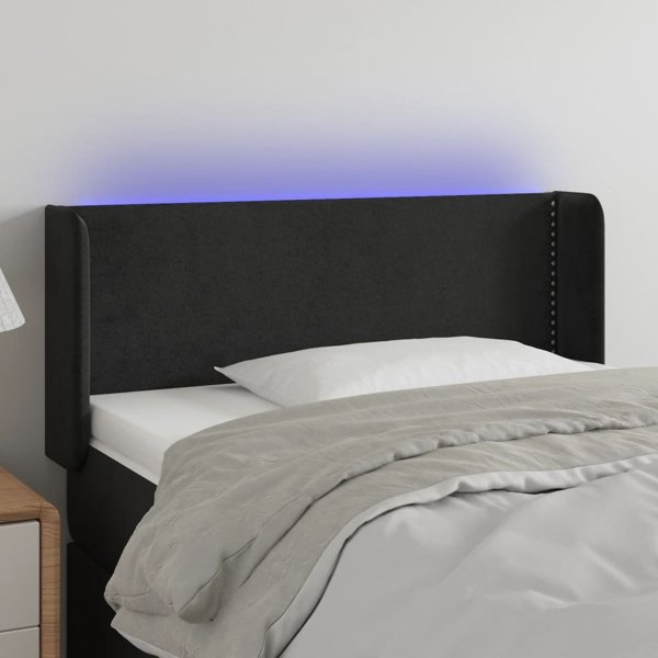 Υποστήριγμα κεφαλιού κρεβατιού με LED vidaXL, μαύρο, 103x16x78/88 cm, βελούδο