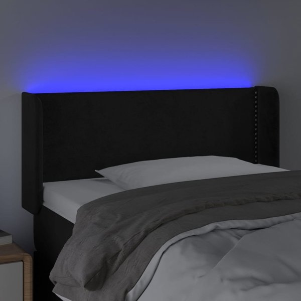Υποστήριγμα κεφαλιού κρεβατιού με LED vidaXL, μαύρο, 103x16x78/88 cm, βελούδο