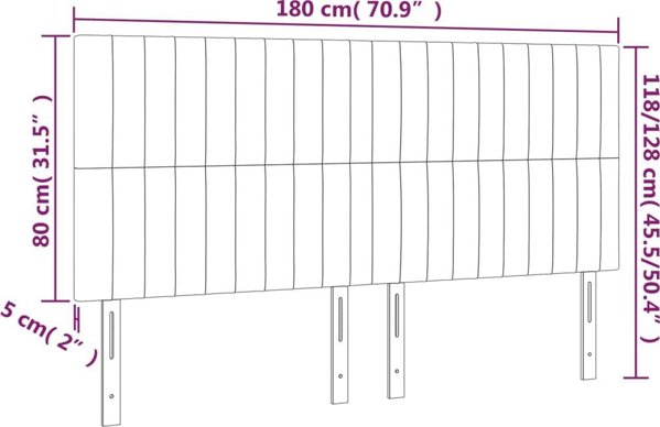 vidaXL Σετ 4 Ζαγλώγια Κρεβατιού, τυφλό, 90x5x78/88 εκ, ύφασμα