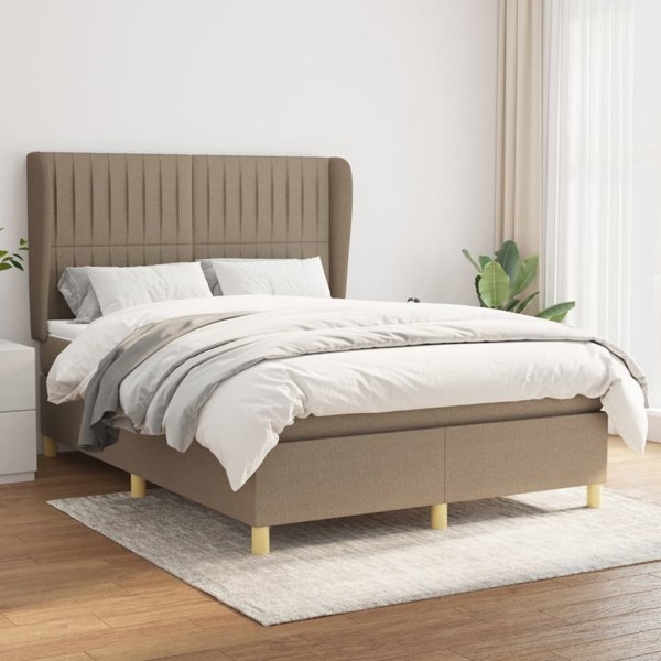 vidaXL Κρεβάτι Continental με στρώμα, taupe ύφασμα, 140x190 cm