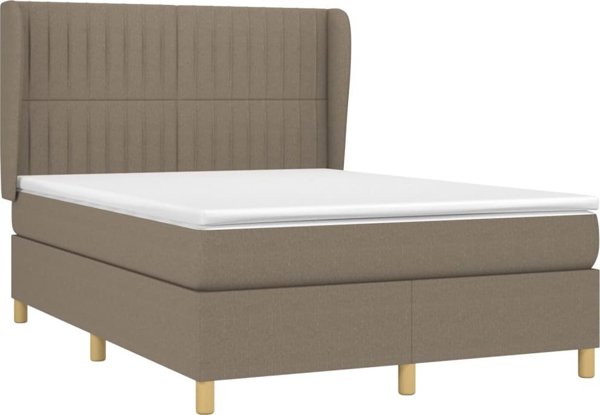 vidaXL Κρεβάτι Continental με στρώμα, taupe ύφασμα, 140x190 cm