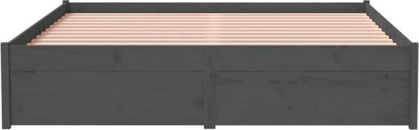 vidaXL Rama κρεβατιού, γκρι, μασίφ ξύλο, 135x190 cm, διπλό