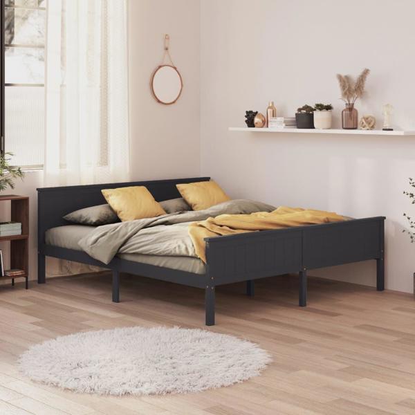 vidaXL Κρεβατοκάμαρα από μασίφ πεύκο, γκρι, 200 x 200 εκ.