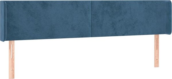 vidaXL Zaglowek do lozka z LED ciemnoniebieski 163x16x78/88 cm aksamit