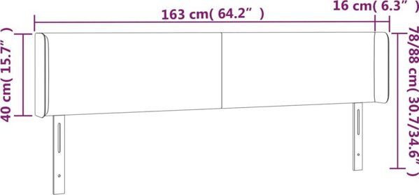 vidaXL Zaglowek do lozka z LED ciemnoniebieski 163x16x78/88 cm aksamit