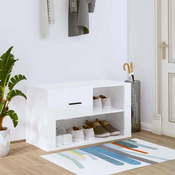 vidaXL Ντουλάπι παπουτσιών λευκό γυαλιστερό 80x35x45 cm