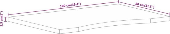 vidaXL Πάγκος γραφείου με κοπή, 100x80x2,5 εκ, ξύλο μάνγκο ακατέργαστο