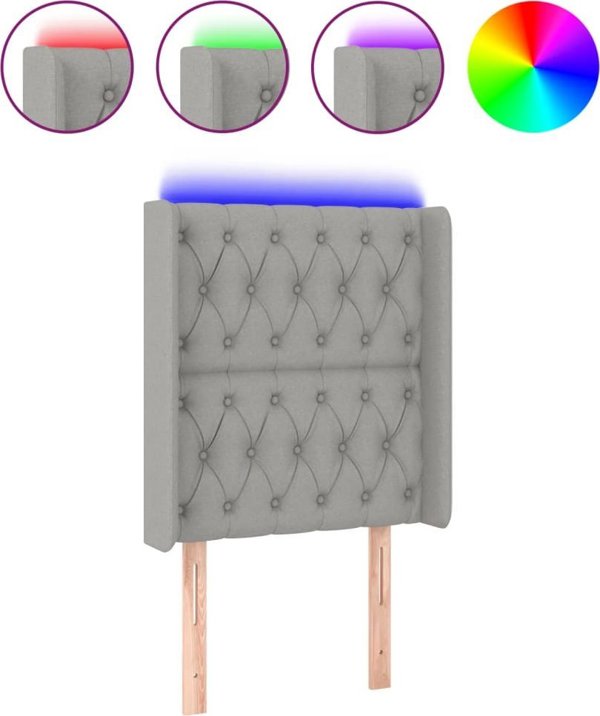 vidaXL Ζαγκλόβεκ για κρεβάτι με LED, ανοιχτό γκρι, 83x16x118/128 εκ, ύφασμα