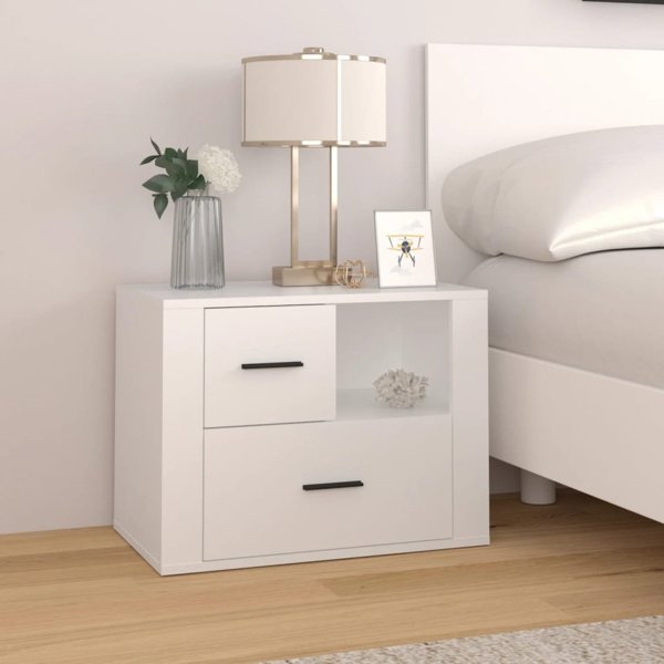vidaXL Λευκό κομοδίνο 60x36x45 cm από υλικά ξύλου