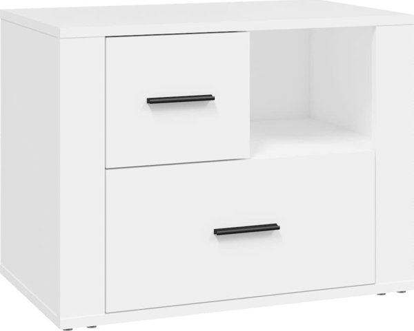 vidaXL Λευκό κομοδίνο 60x36x45 cm από υλικά ξύλου