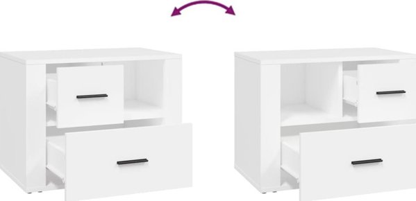 vidaXL Λευκό κομοδίνο 60x36x45 cm από υλικά ξύλου