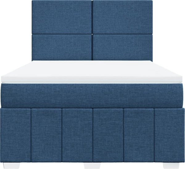 vidaXL κρεβάτι continental με στρώμα, μπλε ύφασμα, 160x200cm